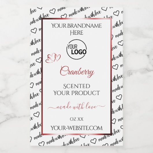 白黒Wordクラウドロゴ製品ラベル赤 フードラベル (シングルラベル)