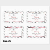 白黒Wordクラウドロゴ製品ラベル赤 長方形シール (シート)