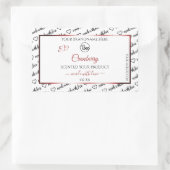 白黒Wordクラウドロゴ製品ラベル赤 長方形シール (バッグ)