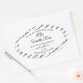 白黒Wordクラウド製品ラベルのハート 楕円形シール (封筒)