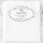 白黒Wordクラウド製品ラベルのハート 楕円形シール (バッグ)