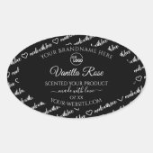 白黒Wordクラウド製品ラベルのロゴの追加 楕円形シール (正面)