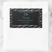 白黒Wordクラウド製品ラベルティール(緑がかった色)ハート 長方形シール (バッグ)