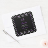 白黒Wordクラウド製品ラベルパープルハート スクエアシール