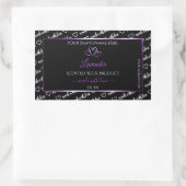 白黒Wordクラウド製品ラベルパープルハート 長方形シール (バッグ)