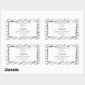 白黒Wordクラウド製品ラベルパープルハート 長方形シール (シート)