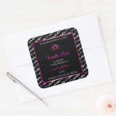 白黒Wordクラウド製品ラベルピンクハート スクエアシール (封筒)