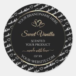 白黒Wordクラウド製品ラベル金ゴールドフレーム ラウンドシール