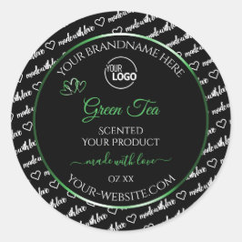 白黒Word Cloud Green製品ラベルのロゴ ラウンドシール