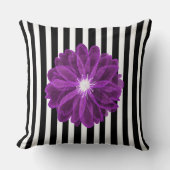 白黒X線ストライプ花花柄 クッション (正面)
