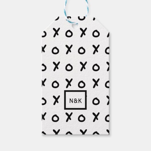 白黒X O XO X&Oのトレンディでかわいい ギフトタグ (正面)