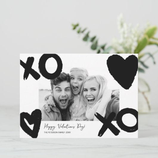 白黒xoハート写真バレンタインデー シーズンカード (スタンド正面)