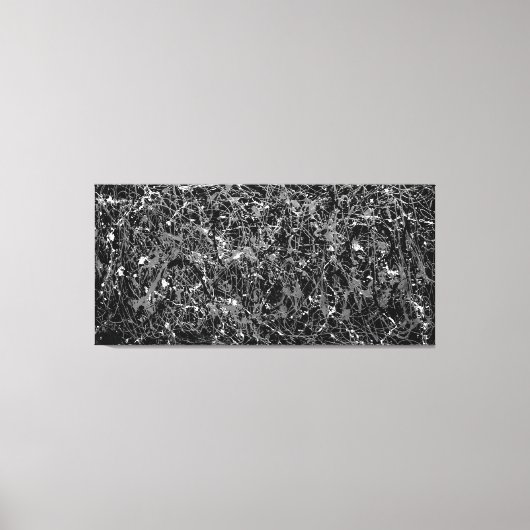 白黒XVII – アクショ絵を描ン – 抽象芸術- キャンバスプリント (正面)