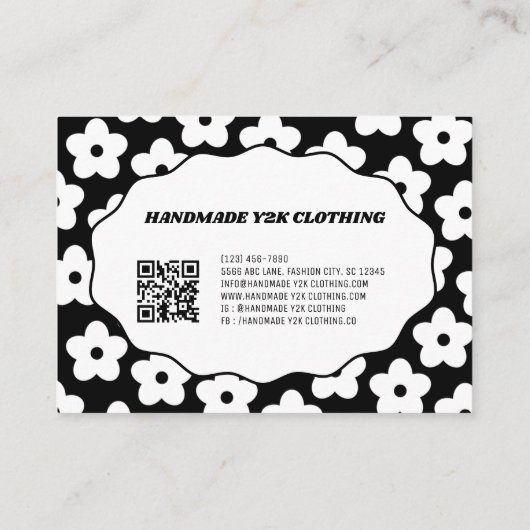 白黒Y2K花手作り服 名刺 (裏面)