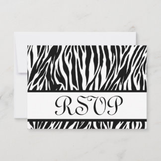 白黒ZebraプリントRSVP結婚の応答カード 出欠カード