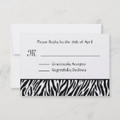 白黒ZebraプリントRSVP結婚の応答カード 出欠カード (裏面)