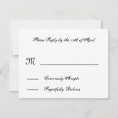 白黒Zebra印刷RSVPの応結婚答カード 出欠カード (裏面)