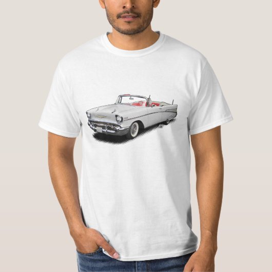 白1957年のクラシックな"Bel Air"の変換可能なワイシャツ Tシャツ (正面)