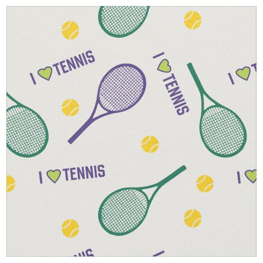 💚🎾白2のテニスが大好き ファブリック (クローズアップ)