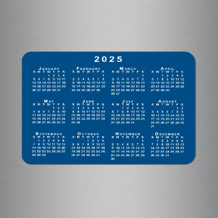白2025カレンダー青い背景テンプレート マグネット