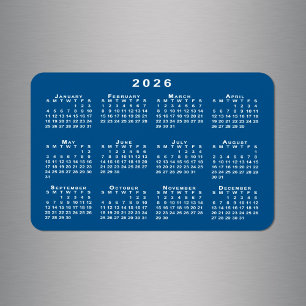 白2026カレンダー青い背景テンプレート マグネット