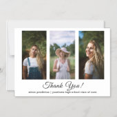 白3枚モダン写真卒業ありがとう マグネット招待状 (正面)