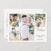 白4枚の写真結婚の感謝はがき ポストカード (正面/裏面)