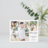 白4枚の写真結婚の感謝はがき ポストカード (スタンド正面)