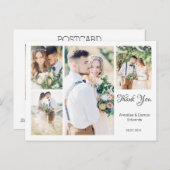 白4枚の写真結婚の感謝はがき ポストカード (正面/裏面)