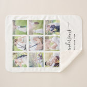 白9の写真のコラージュの姓の書道 シェルパブランケット (正面(横))