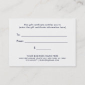 白|のギフト券の濃紺の幾何学的 割引カード (裏面)