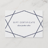 白|のギフト券の濃紺の幾何学的 割引カード (正面)