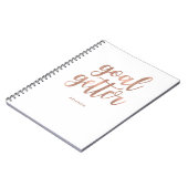 白|のゴールのゲッターののどのばら色の金ゴールド ノートブック (左側)