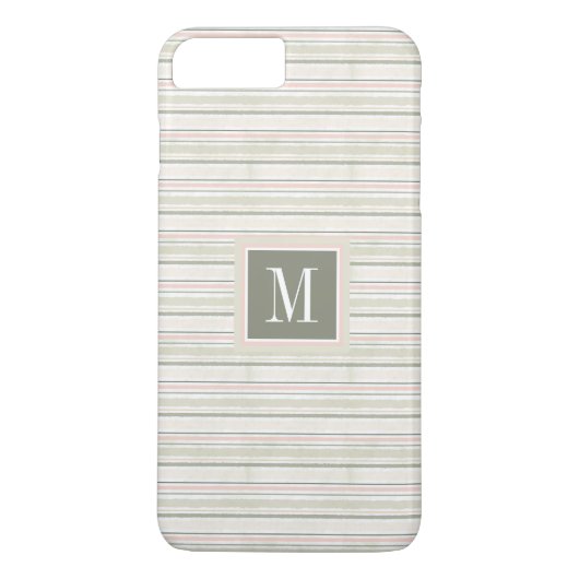 白|の水彩画の喜びが縞で飾るモノグラム| Case-Mate iPhoneケース (裏面)