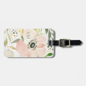 白|の水彩画の花柄パターンの喜び ラゲッジタグ (正面横)