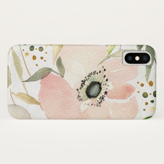 白|の水彩画の花柄パターンの喜び Case-Mate iPhoneケース (裏面(横))