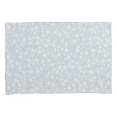 白（ほこりっぽい青） |リノプリント星模様 枕カバー (正面右)