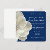 白、エレガントグリッター花、結婚式招待状 招待状 (正面/裏面)