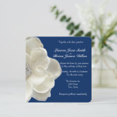 白、エレガントグリッター花、結婚式招待状 招待状 (スタンド正面)