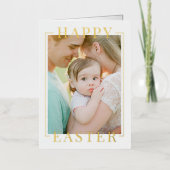 白+エレガント金ゴールドハッピーイースター写真 箔シーズンカード (正面)