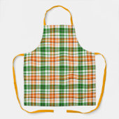 白 オレンジ 緑 Plaid タータン デザイン  エプロン (正面)