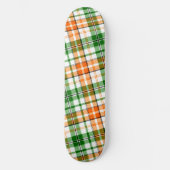 白 オレンジ 緑 Plaid タータン デザイン  スケートボード (正面)