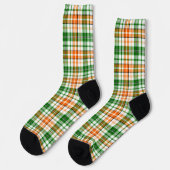 白 オレンジ 緑 Plaid タータン デザイン  ソックス (左)