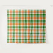 白 オレンジ 緑 Plaid タータン デザイン  タペストリー (正面(横))