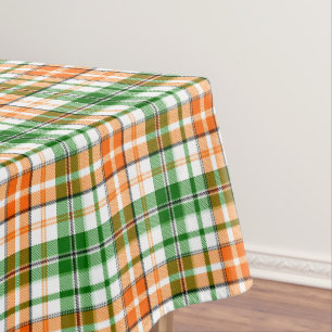 白 オレンジ 緑 Plaid タータン デザイン テーブルクロス
