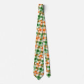 白 オレンジ 緑 Plaid タータン デザイン  ネクタイ (正面)