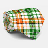 白 オレンジ 緑 Plaid タータン デザイン  ネクタイ (ロール)