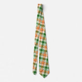 白 オレンジ 緑 Plaid タータン デザイン  ネクタイ (裏面)