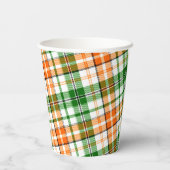 白 オレンジ 緑 Plaid タータン デザイン  紙コップ (裏面)