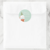 白.キュートバニー誕生日サンキュー ラウンドシール (バッグ)